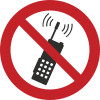 Знак P18 Запрещается пользоваться моб. (сотовым) телефоном или перенос. рацией (пленка 200х200 мм)
