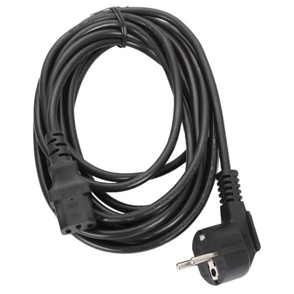 PC-186-VDE-5M, Шнур, Кабель питания (сетевой) 220В, 5м, Schuko- C13, VDE, 10А, черный, с заземлением
